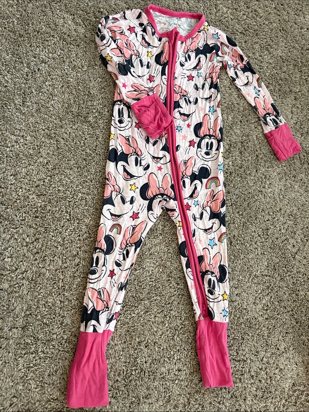 Little Sleepies Pink Minnie Mouse All-Over Footie Pajamas 6-12 months